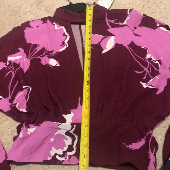 Free People Say You Luv Me Floral Blouse - Plum - Picture 7 of 7